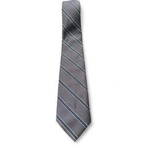 Vintage Yves Saint Laurent Wearable Art Silk Tie Monogram Striped YSL 1970s 80s